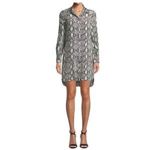 Norma Kamali Revolve‎ Snakeskin Button Down Stretch Jersey Shirt Dress XXL